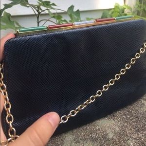 Vintage Judith leiber navy snakeskin purse